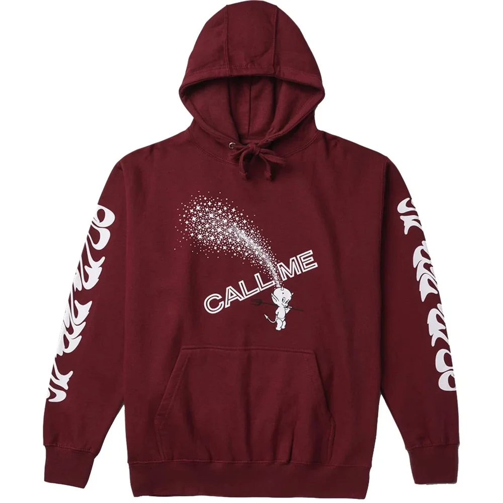 CALL ME 917 DEVIL CALLS HOODY SWEATSHIRT SMALL MAROON - Picture 1 of 7